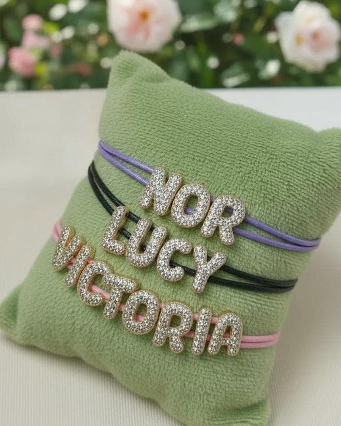 Sparkling or shiny bubble name bracelet