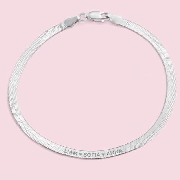 Herringbone engraved bracelet chain