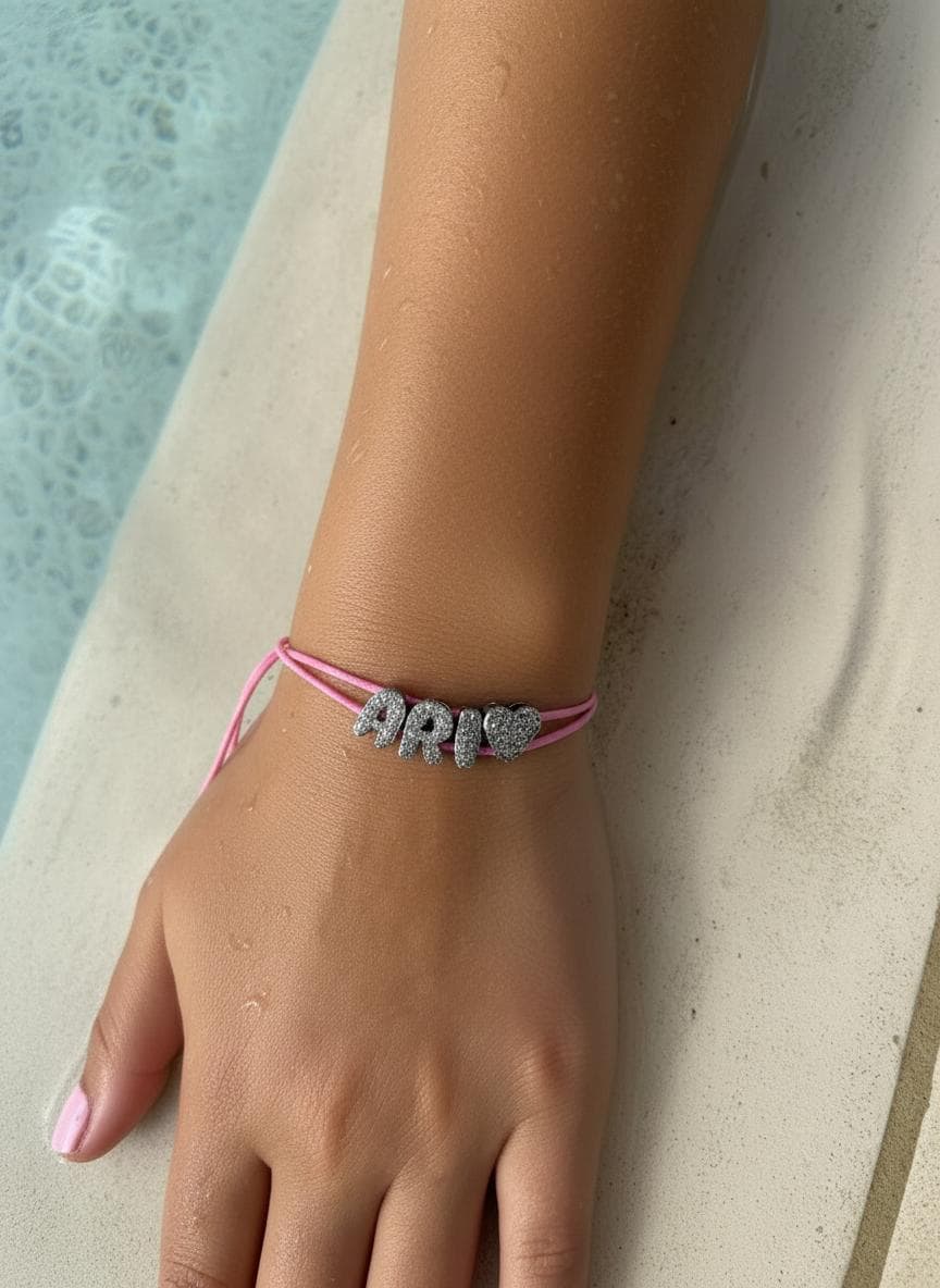 Sparkling or shiny bubble name bracelet