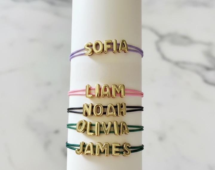 Sparkling or shiny bubble name bracelet