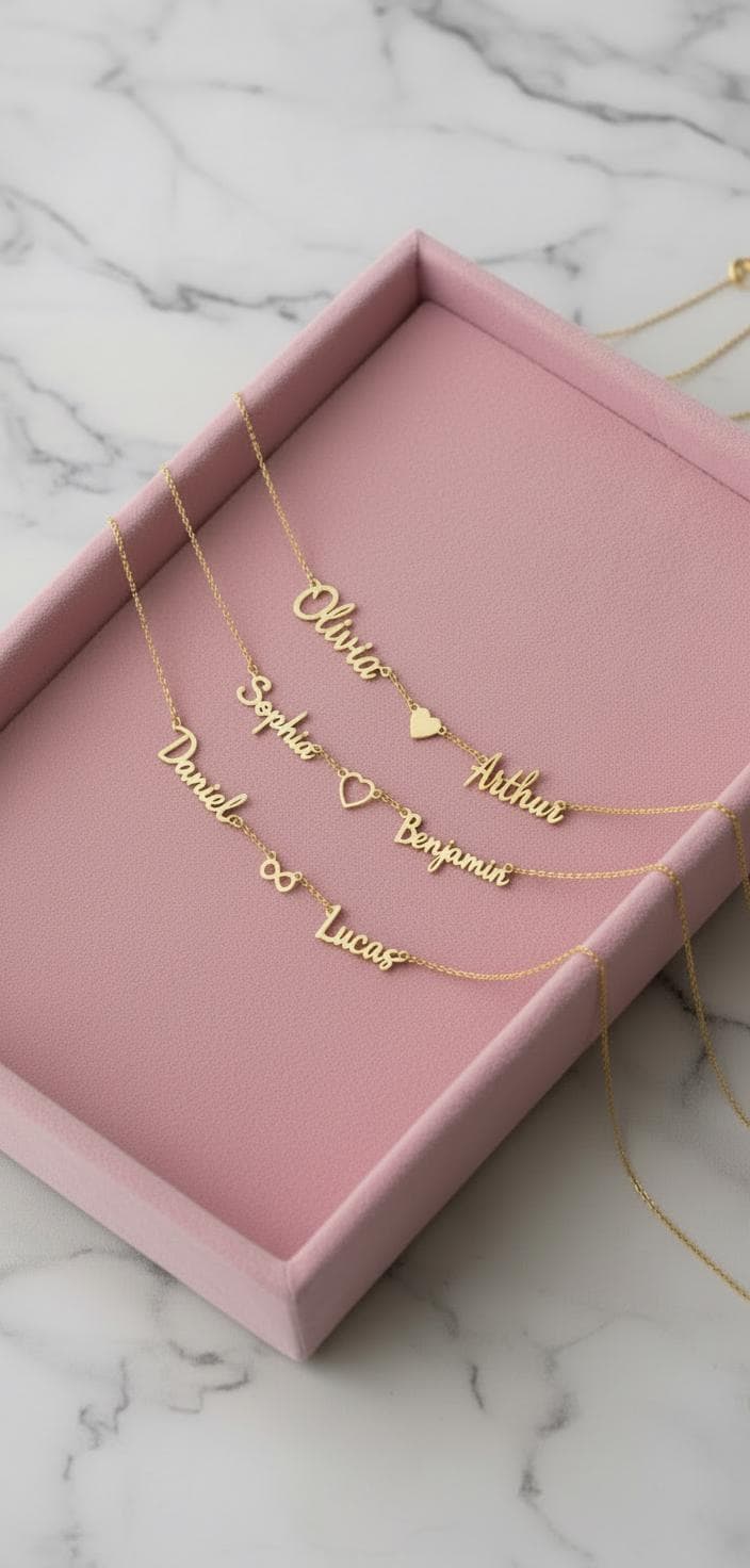 Personalised name necklace with optional symbol