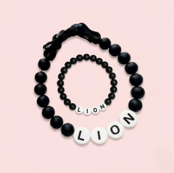 Personalised beaded waterproof dog collar & matching owner bracelet