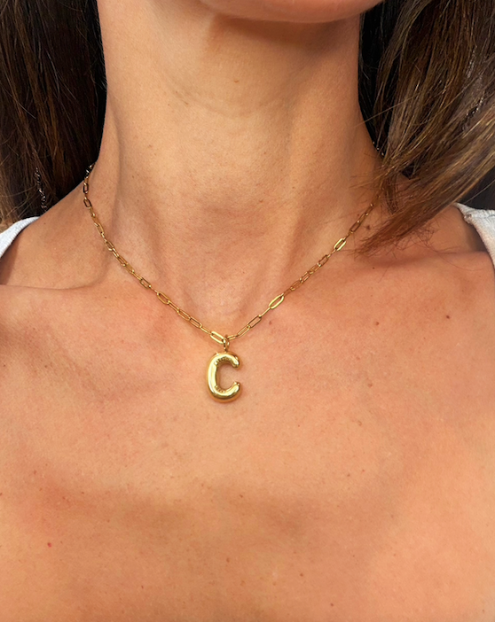 Puffy Initial Necklace