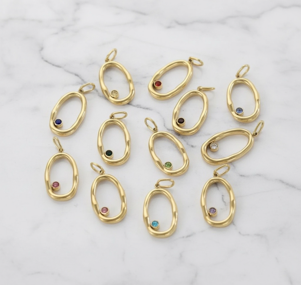 Halo Birthstone Pendant Necklace