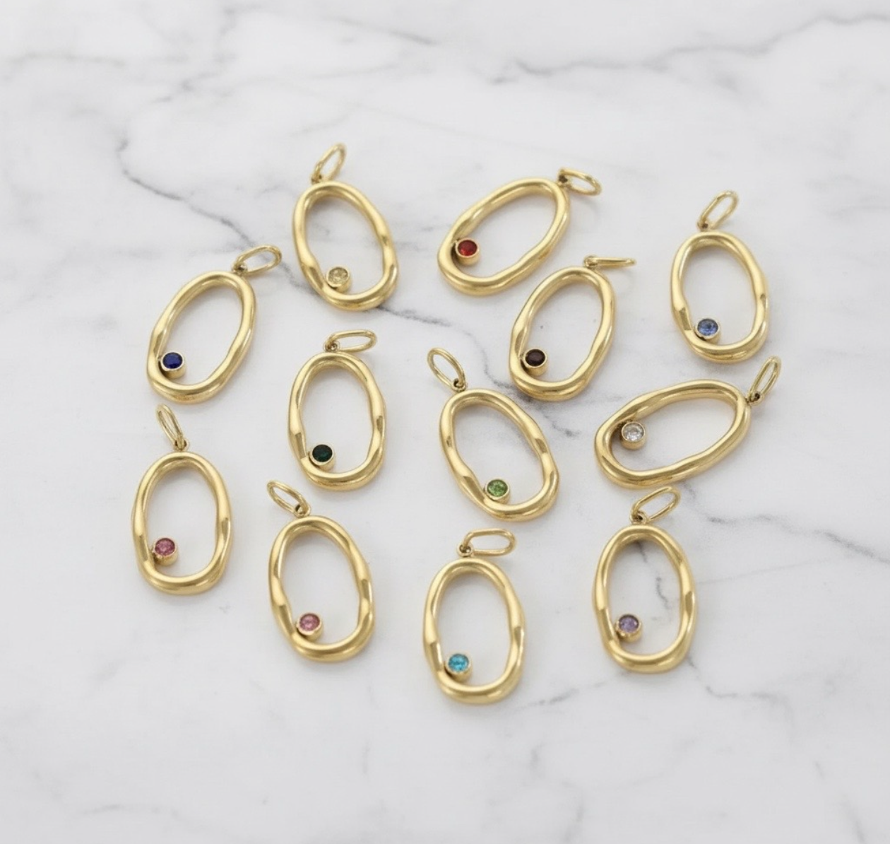Halo Birthstone Pendant Necklace