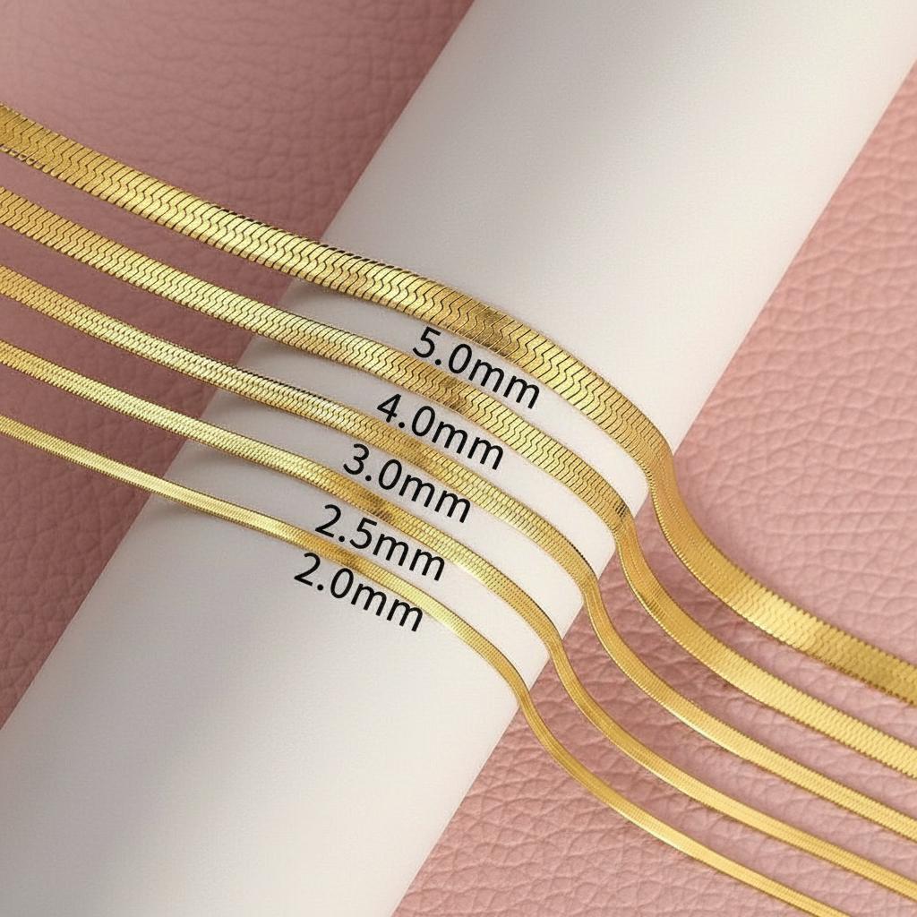 Herringbone engraved bracelet chain