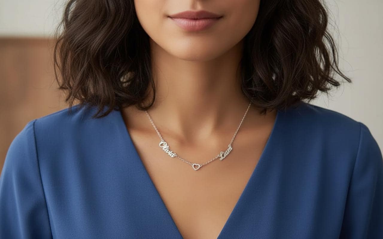Personalised name necklace with optional symbol