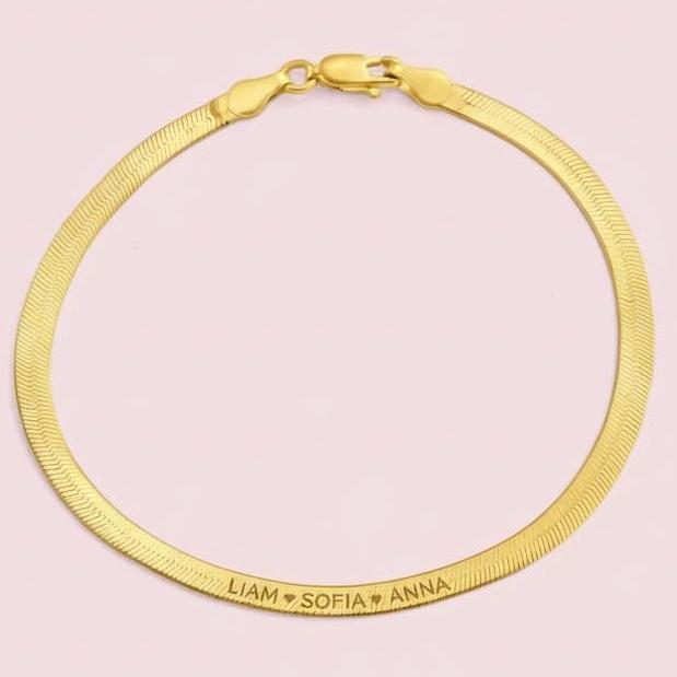 Herringbone engraved bracelet chain