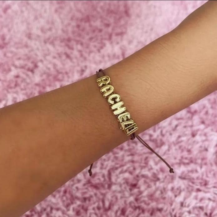Sparkling or shiny bubble name bracelet