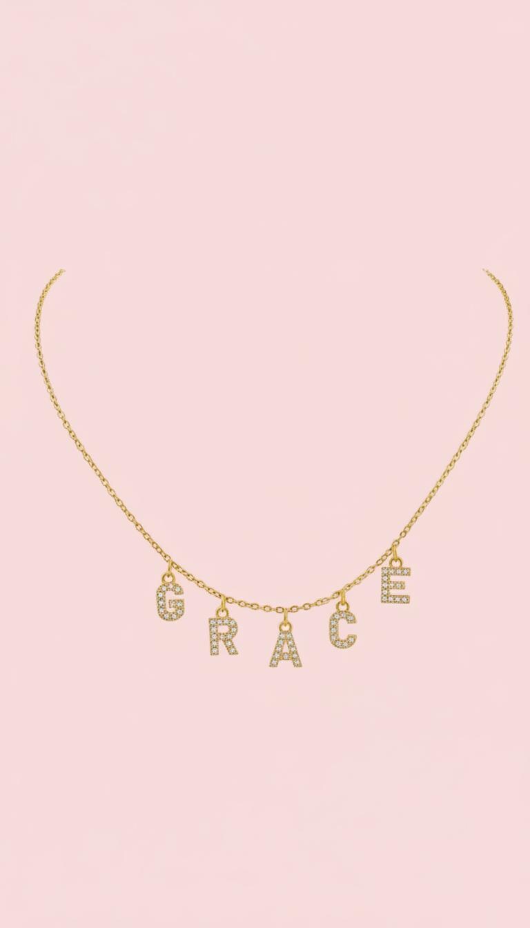 Sparkling letter necklace